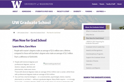 UW Graduate School: Plan Now for Grad School