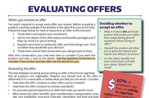 Evaluating offers and salaries
