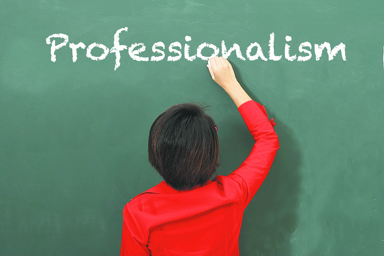 define the concepts of professionalism in education and training